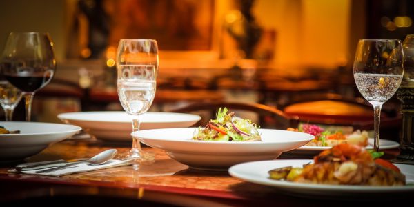 Food and drinks at a restaurant